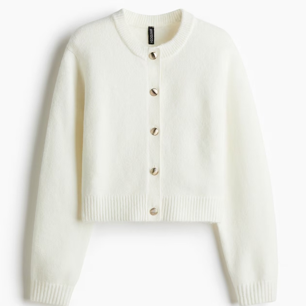 NWT SOLD OUT H&M Fine-Knit Button-Up Cardigan in Cream Size S